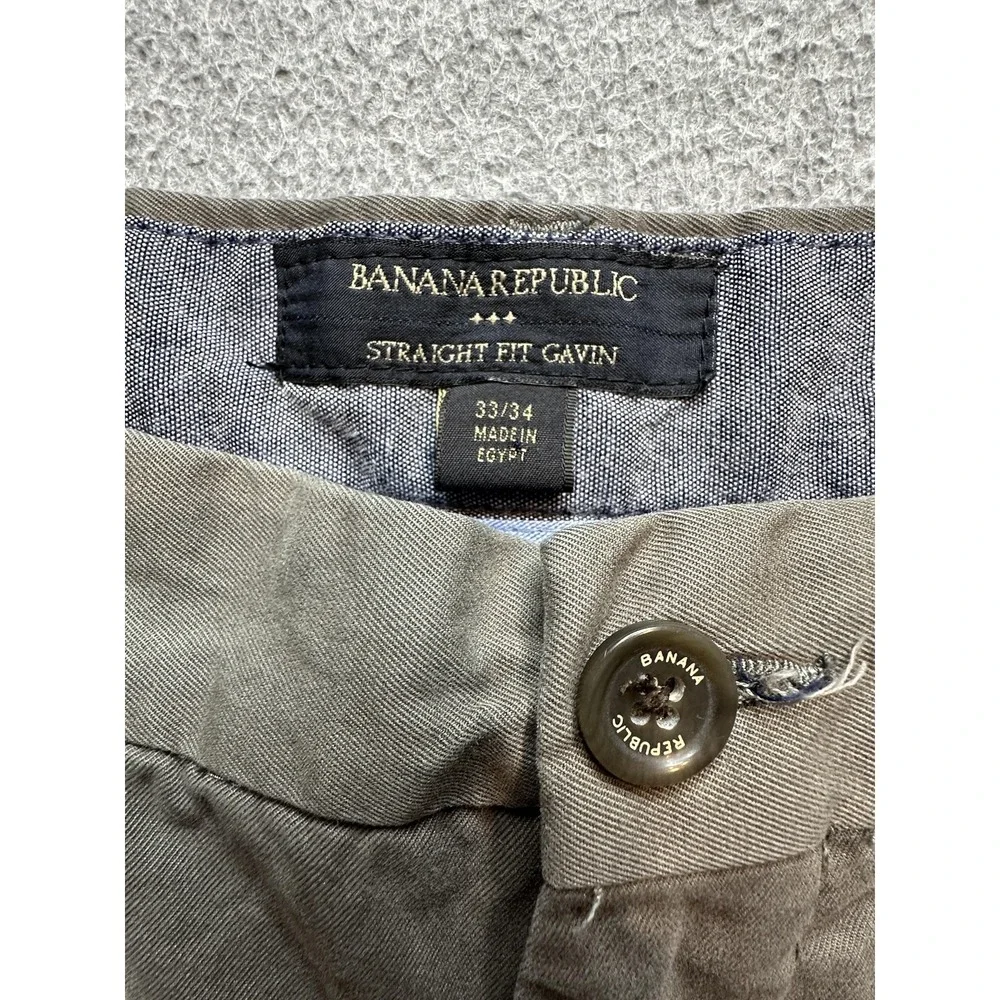 Banana Republic‎ Gavin Chino Pants Mens 33x34 (31x32) Gray Straight Fit Cotton